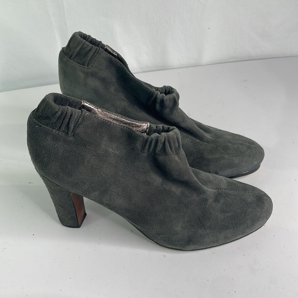 Sam Edelman, gray suede booties with elastic